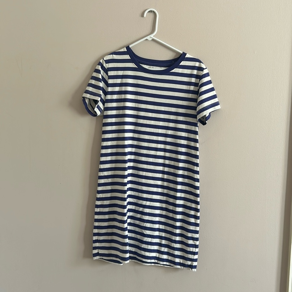 Blue and white stripe dress